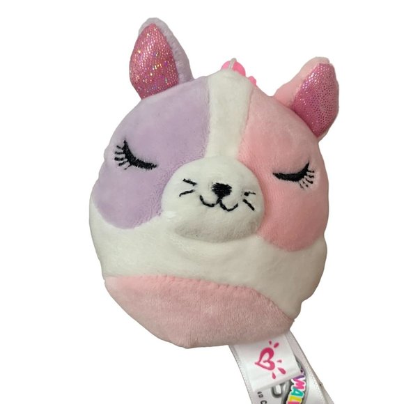Squishmallow Clip Cat Justice Colette Purple Pink White 2019 Scented Pastel Rare - Picture 2 of 9